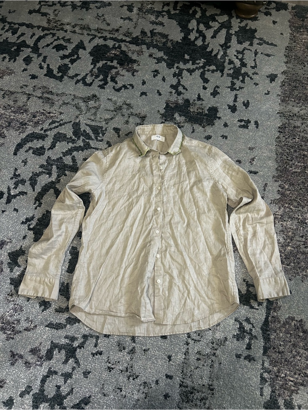 Uniqlo Women’s Linen Light Beige Button-Down Shirt